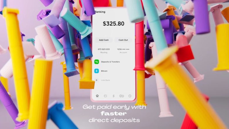 A Graphic And Screenshot Of The Banking Tab In The Cash App For Direct Deposits.