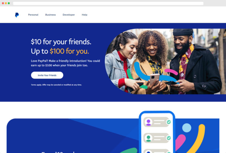 A Screenshot Of The Paypal Referral Program Website.