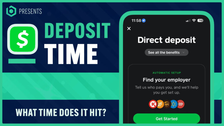 A screenshot of the direct deposit screen on Cash App