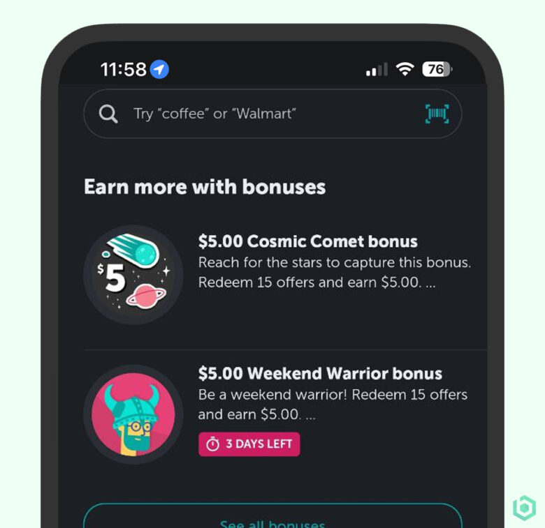 A Screenshot Of The Ibotta App Showing The Bonuses Available